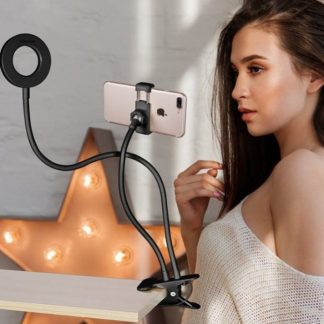 LED Selfie Ring Light with Adjustable Phone Holder – 8cm Stand for Makeup, Live Streaming & Video Calls