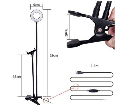 LED Selfie Ring Light with Adjustable Phone Holder – 8cm Stand for Makeup, Live Streaming & Video Calls - Image 2