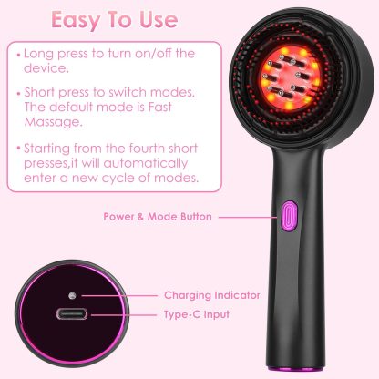 3-in-1 Red Light Scalp Massager Brush - Image 6