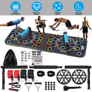 14-in-1 Foldable Push-Up Board Kit (Bands + Handles) – 300-lb Capacity
