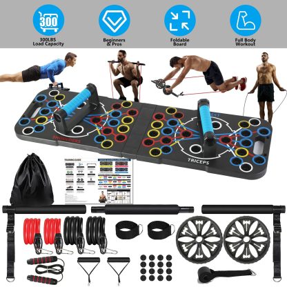 14-in-1 Foldable Push-Up Board Kit (Bands + Handles) – 300-lb Capacity