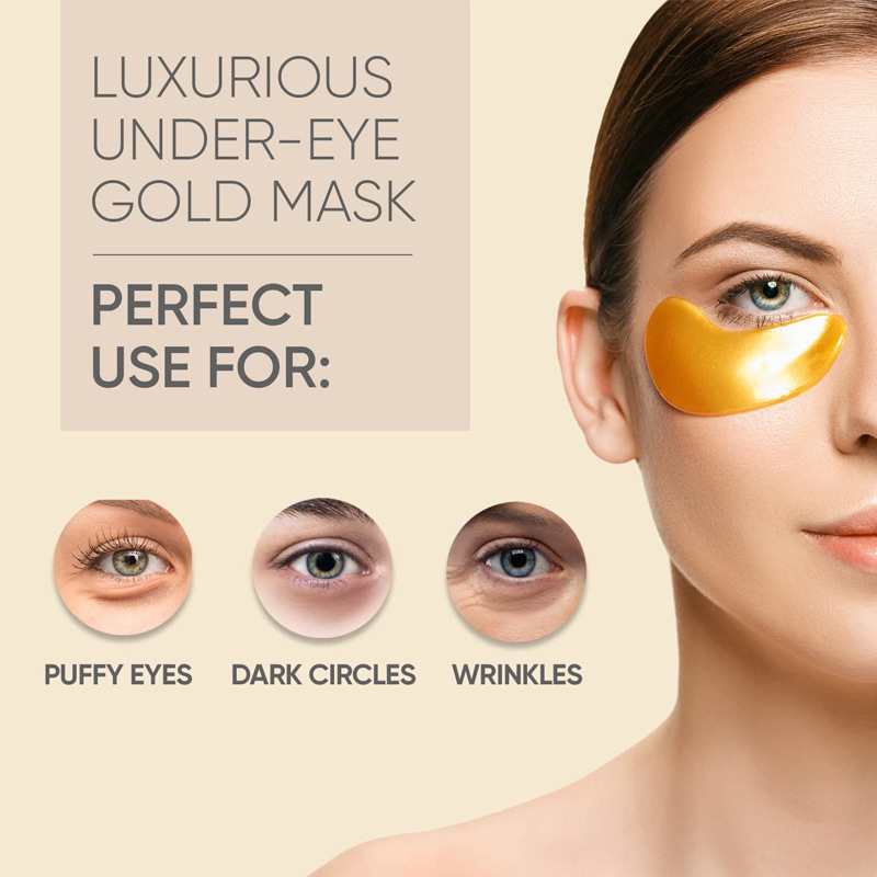 24K Gold Under-Eye Mask – Anti-Puffiness & Wrinkle Care + FREE Water Bottle