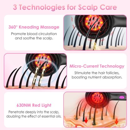 3-in-1 Red Light Scalp Massager Brush - Image 7